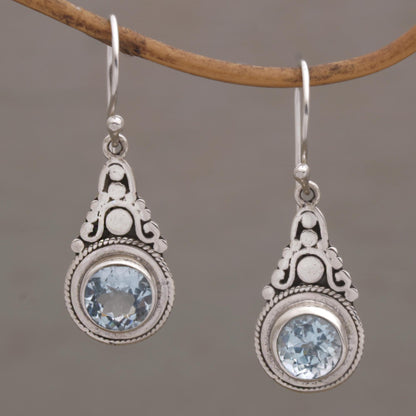 Celestial Crowns Fair Trade Blue Topaz and Silver Earrings from Bali