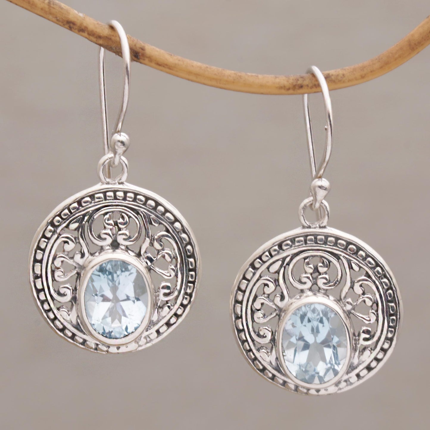 Aqua Pura Three Carat Blue Topaz and Sterling Silver Earrings