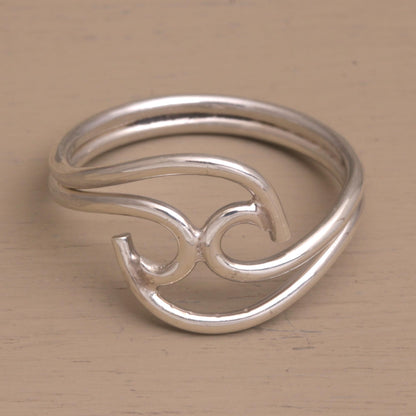 Shockwave Contemporary Sterling Silver Cocktail Ring from Bali