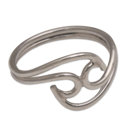 Shockwave Contemporary Sterling Silver Cocktail Ring from Bali