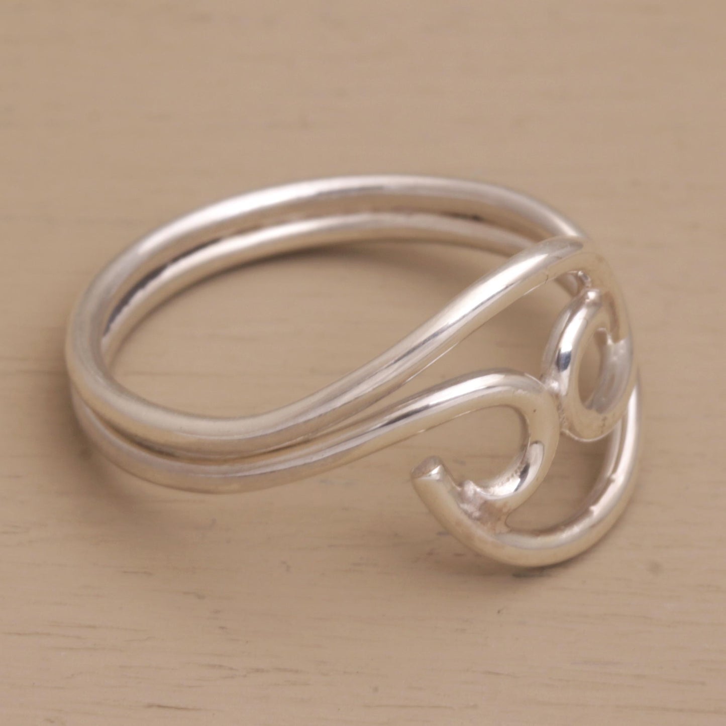 Shockwave Contemporary Sterling Silver Cocktail Ring from Bali