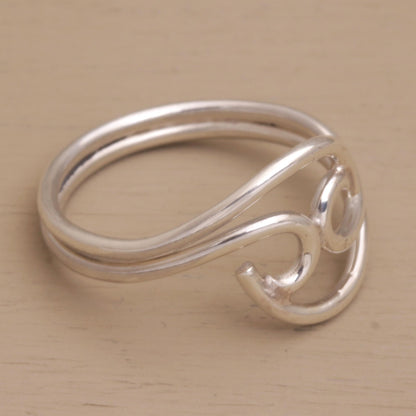 Shockwave Contemporary Sterling Silver Cocktail Ring from Bali