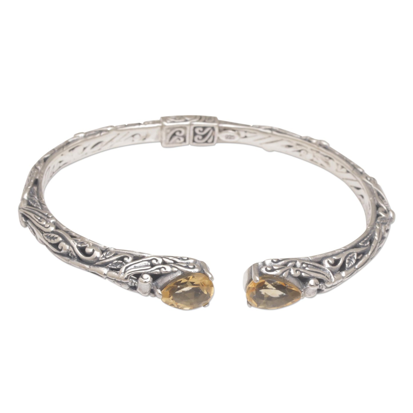 Looking for You Fair Trade Silver and Citrine Hinged Cuff Bracelet