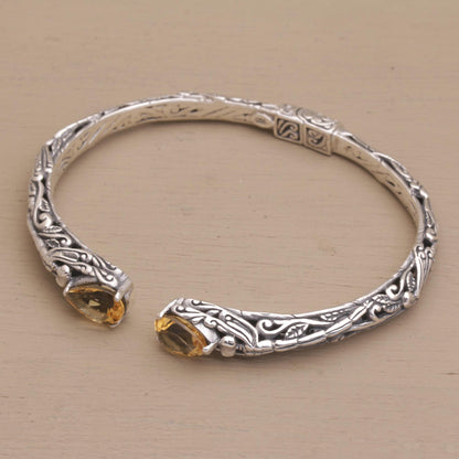 Looking for You Fair Trade Silver and Citrine Hinged Cuff Bracelet