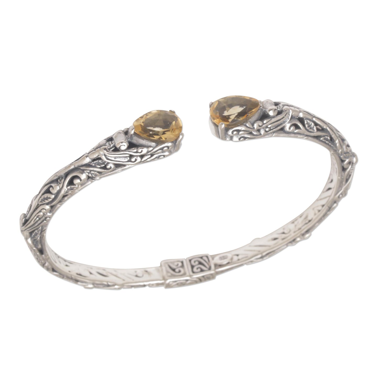 Looking for You Fair Trade Silver and Citrine Hinged Cuff Bracelet