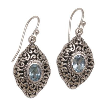 Tabanan Tendrils Sterling Silver and Blue Topaz Dangle Earrings from Bali