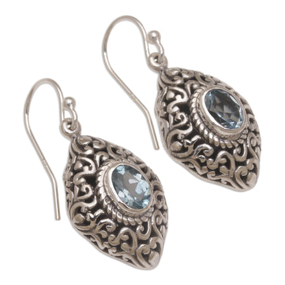 Tabanan Tendrils Sterling Silver and Blue Topaz Dangle Earrings from Bali