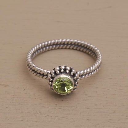 Touch of Simplicity Handmade Peridot and Sterling Silver Single Stone Ring