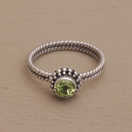 Touch of Simplicity Handmade Peridot and Sterling Silver Single Stone Ring