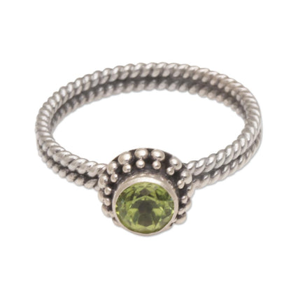 Touch of Simplicity Handmade Peridot and Sterling Silver Single Stone Ring