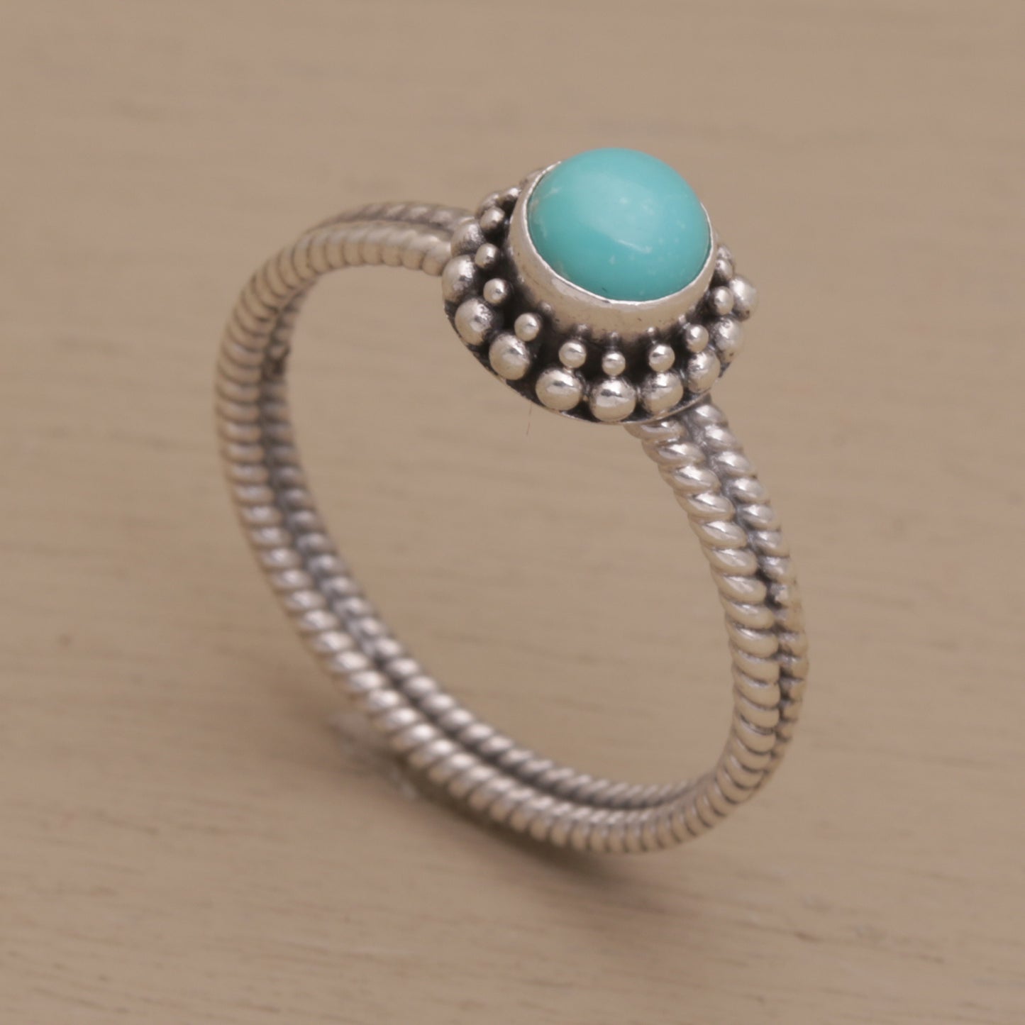 Touch of Simplicity Composite Turquoise and Sterling Silver Single Stone Ring