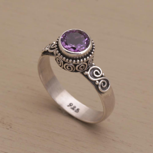 Shadow Of The Crown Amethyst Single Stone Ring in Sterling Silver