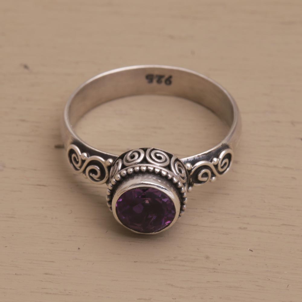 Shadow Of The Crown Amethyst Single Stone Ring in Sterling Silver