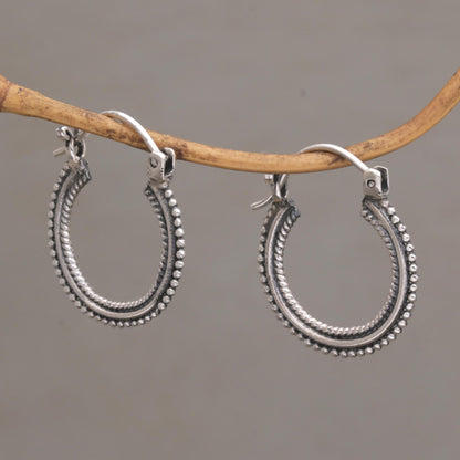 On Rotation One Inch Diameter Sterling Silver Hoop Earrings