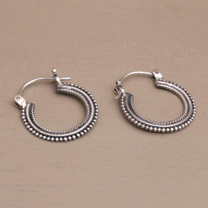 On Rotation One Inch Diameter Sterling Silver Hoop Earrings