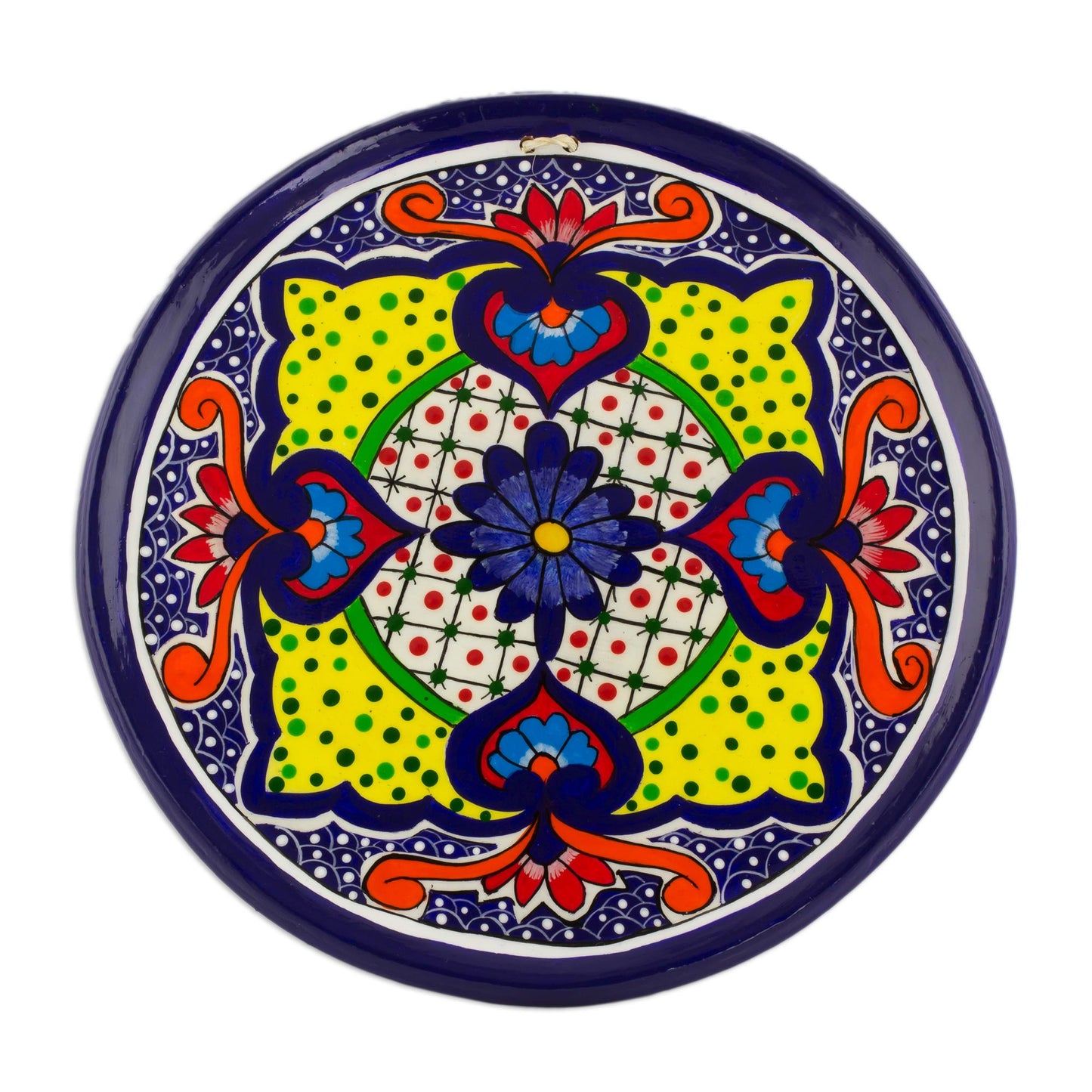 Flowers of Enchantment Ceramic Decorative Plate with Floral Motifs from Guatemala