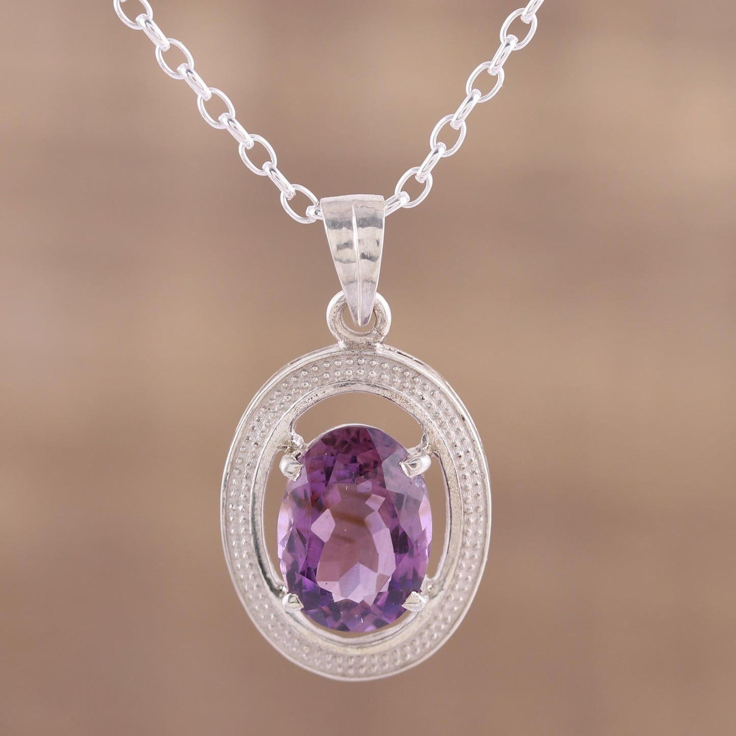 Lavender Fascination Pendant Necklace with Six Carat Amethyst Stone