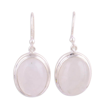 Elusive Shimmer Classic Rainbow Moonstone and Sterling Dangle Earrings