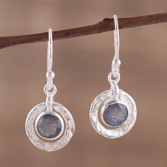 Dusky Charm Labradorite Silver Dangle Earrings