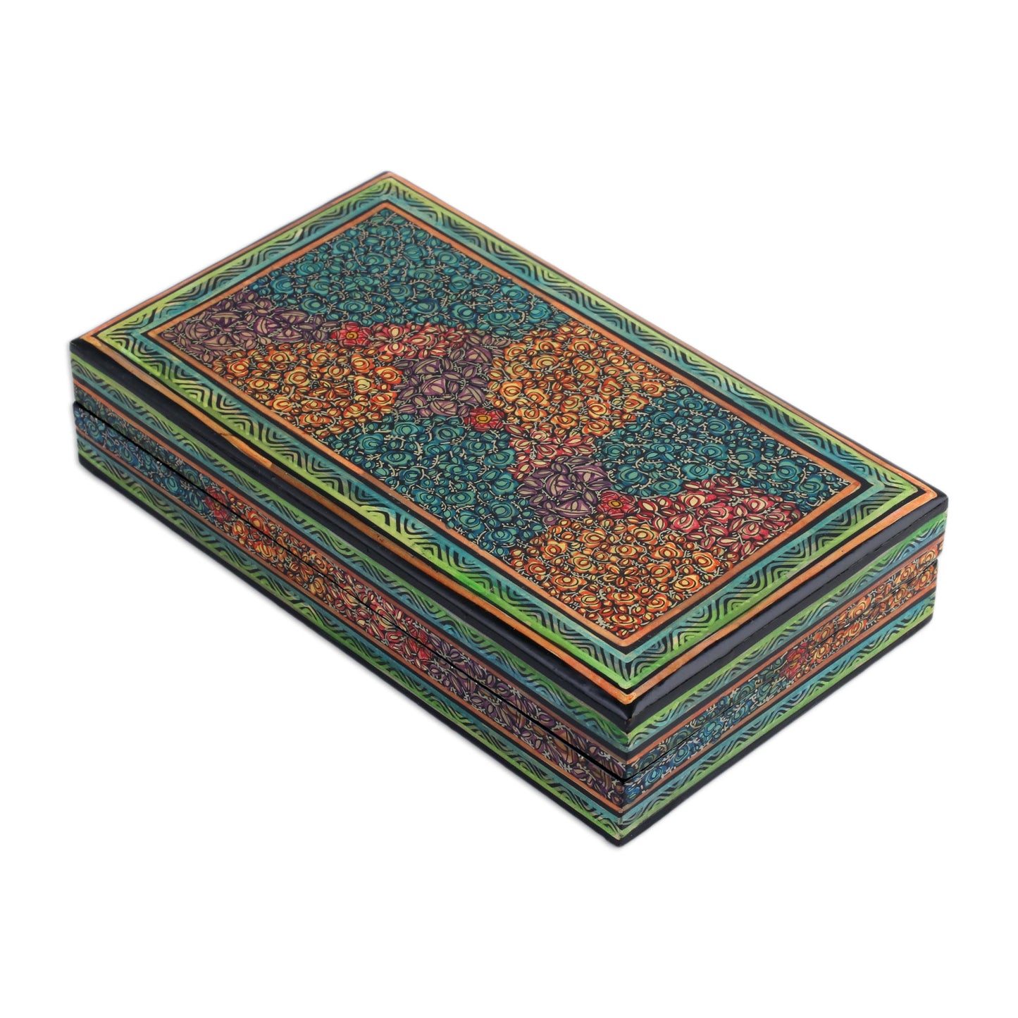 Kashmir Forest Papier Mache on Wood Decorative Trinket Box