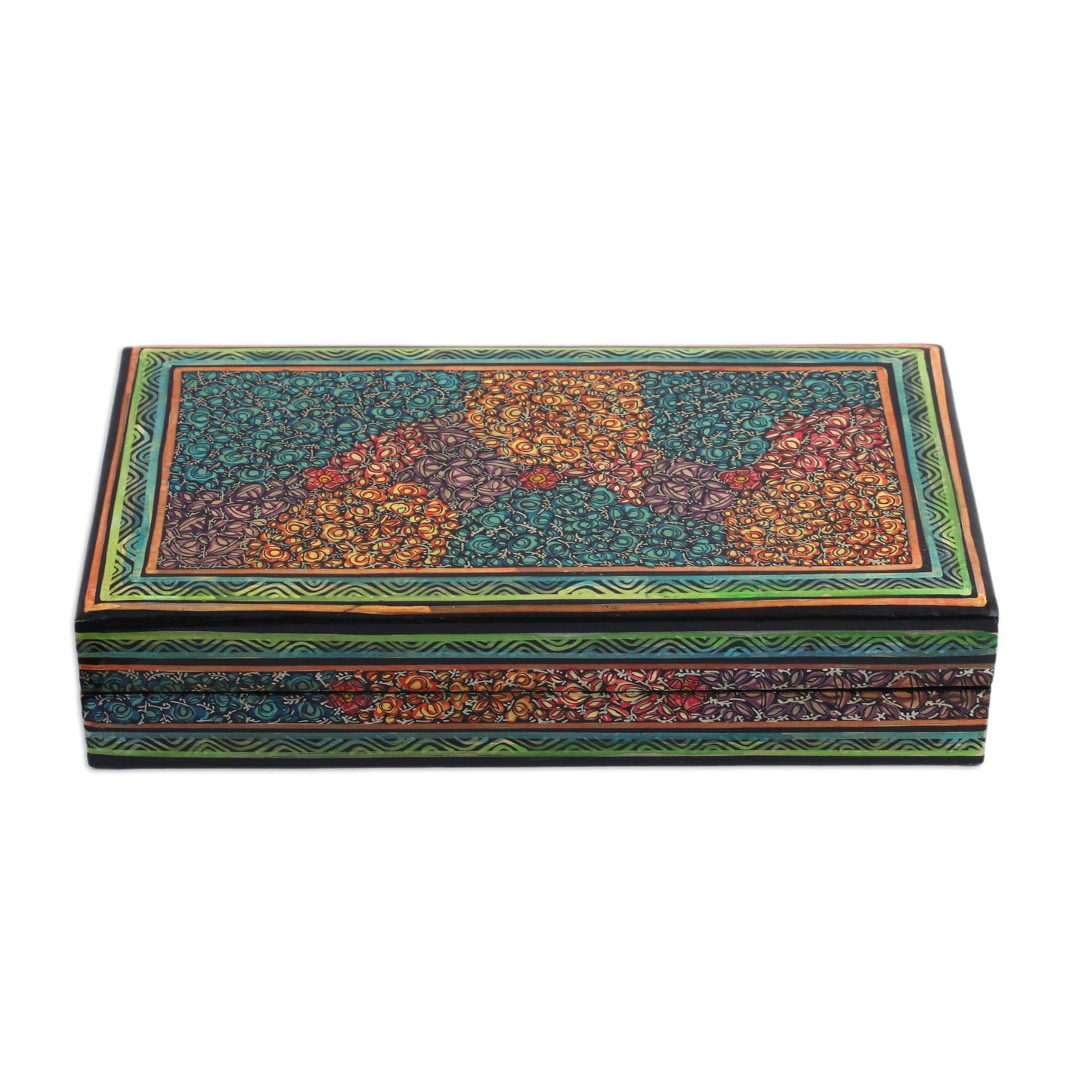 Kashmir Forest Papier Mache on Wood Decorative Trinket Box