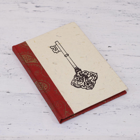 Key to My Heart Handcrafted Key Design Paper Journal from India