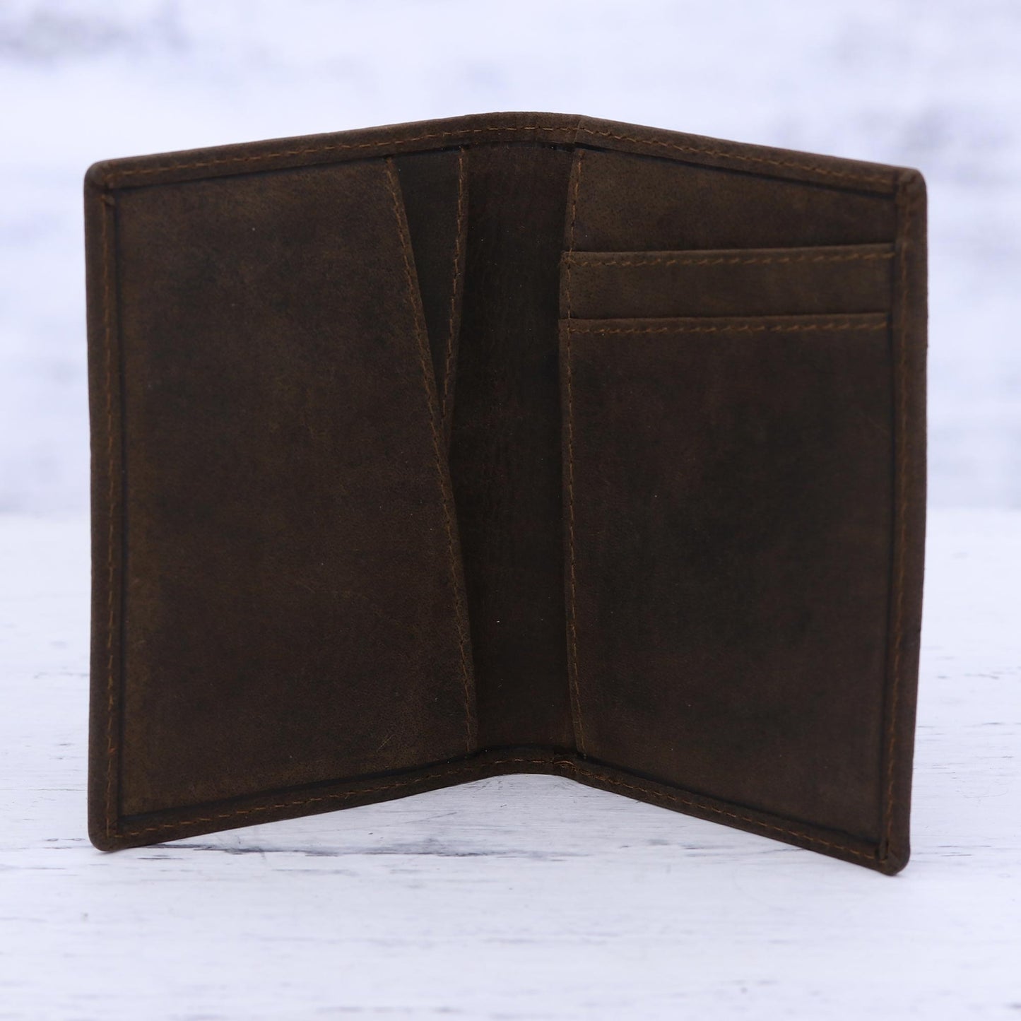 Enterprising Brown Dark Brown Leather Card Holder Bifold Wallet