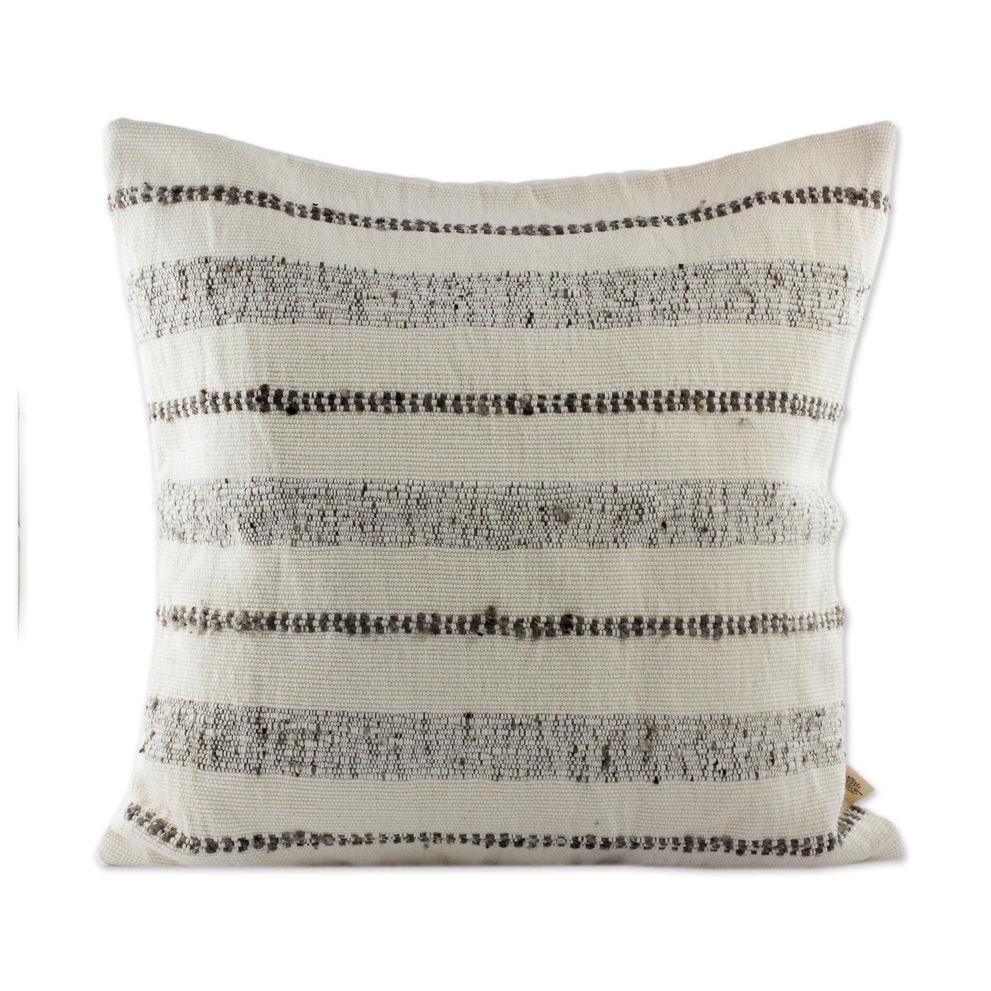 Beauty in Taupe Guatemalan Taupe Striped Backstrap Woven Wool Cushion Cover