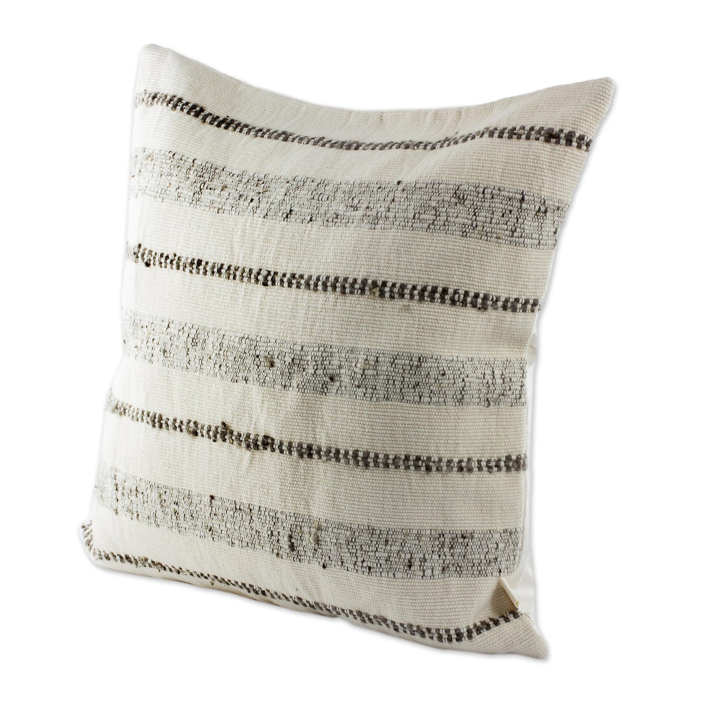 Beauty in Taupe Guatemalan Taupe Striped Backstrap Woven Wool Cushion Cover