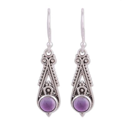 Regal Peaks Pointed Amethyst Dangle Earrings from India