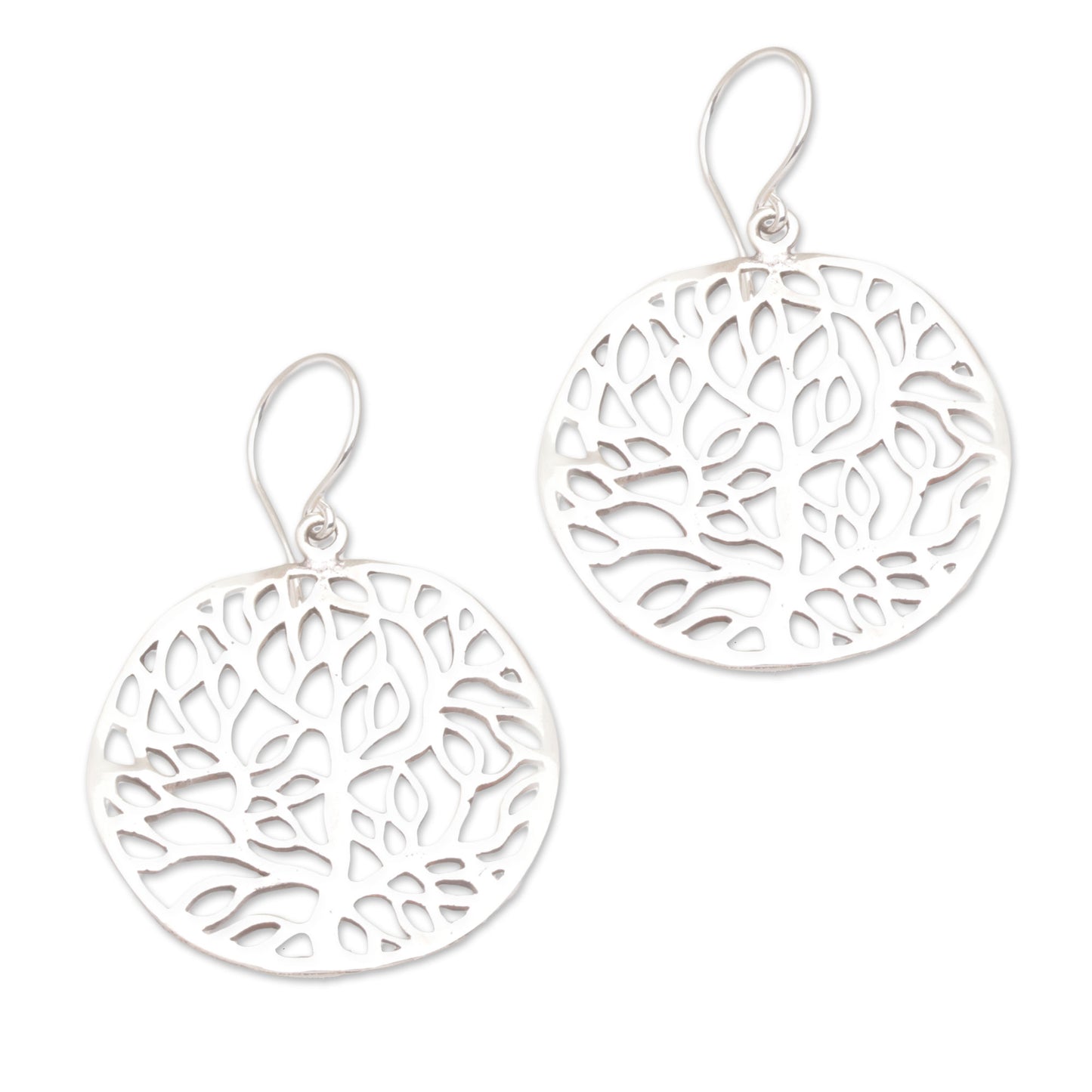 Venation Hand Crafted Sterling Silver Dangle Earrings from Bali