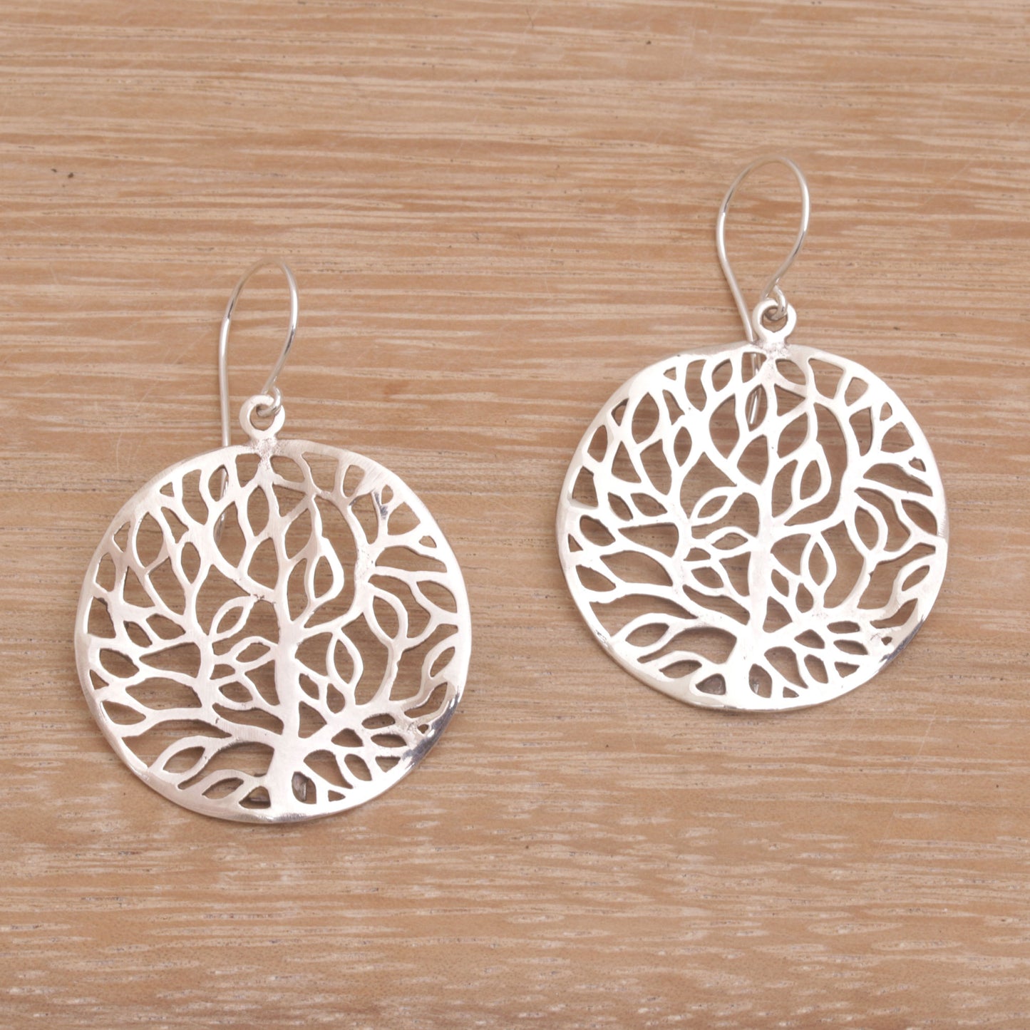 Venation Hand Crafted Sterling Silver Dangle Earrings from Bali