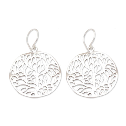 Venation Hand Crafted Sterling Silver Dangle Earrings from Bali