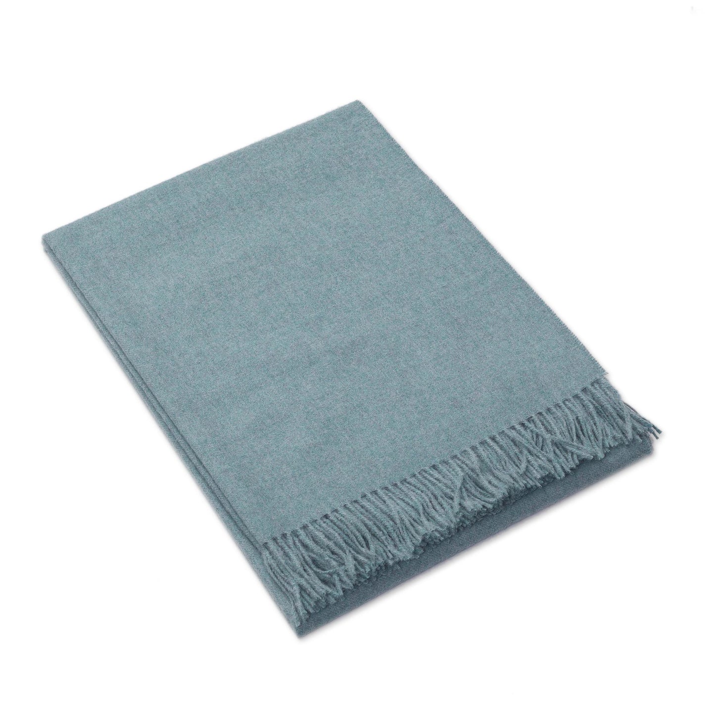 Blissful Dream in Aqua 100% Baby Alpaca Throw Blanket in Solid Aqua from Peru