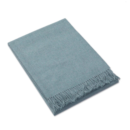 Blissful Dream in Aqua 100% Baby Alpaca Throw Blanket in Solid Aqua from Peru