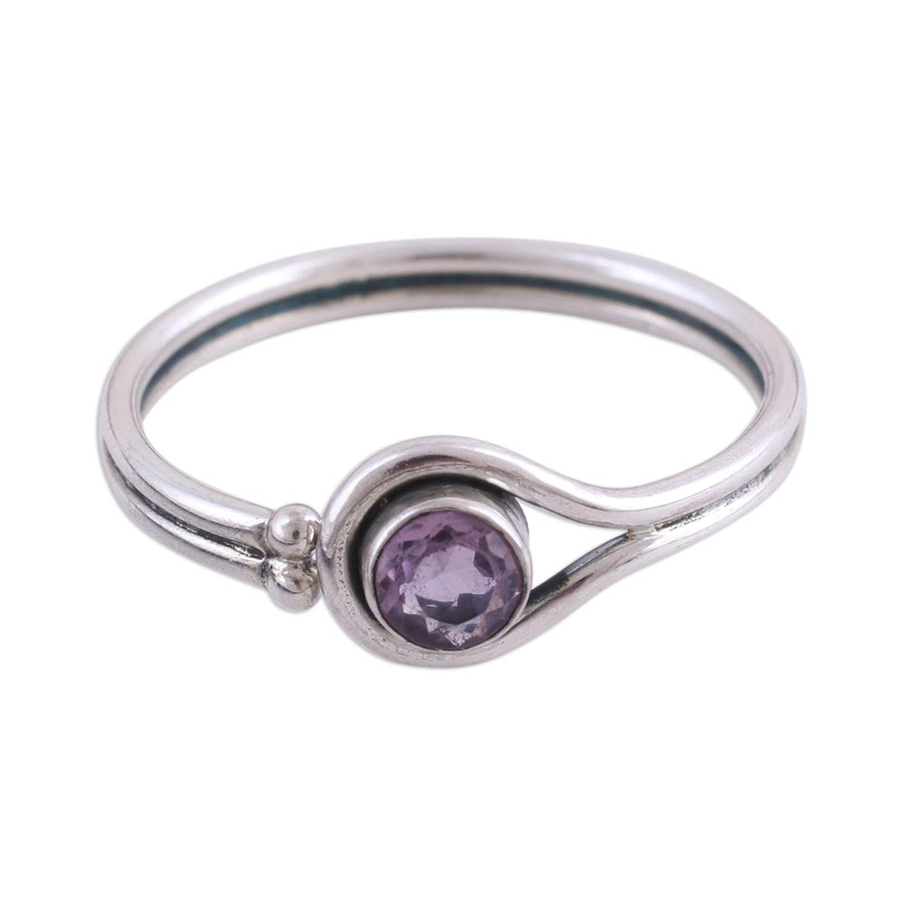 Lassoed Lilac Rhodium Plated Amethyst Cocktail Ring from India