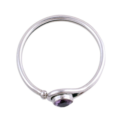 Lassoed Lilac Rhodium Plated Amethyst Cocktail Ring from India