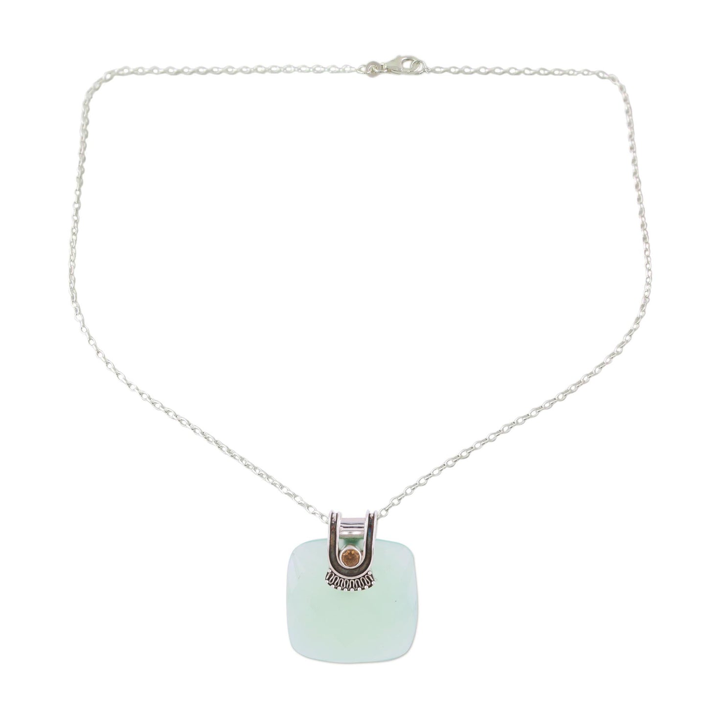 Cool Desire Chalcedony and Citrine Pendant Necklace from India