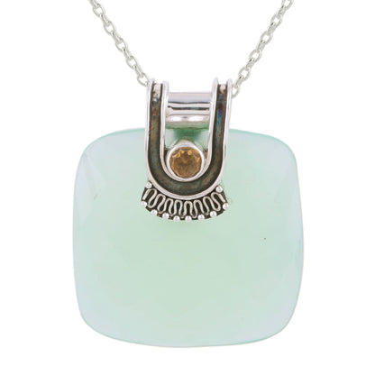 Cool Desire Chalcedony and Citrine Pendant Necklace from India