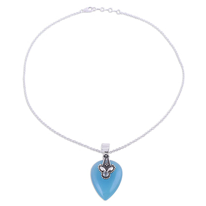 Sky Pick Chalcedony and Blue Topaz Pendant Necklace from India