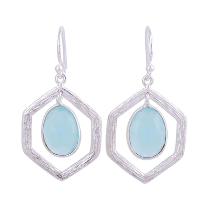 Frozen Dew Blue Chalcedony and Sterling Silver Dangle Earrings