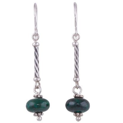 Meadow Goddess Chrysocolla and Sterling Silver Dangle Earrings from Peru