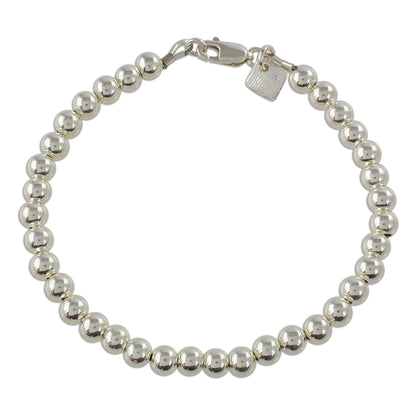 Beauty in Simplicity Gleaming Sterling Silver Beaded Bracelet from Guatemala