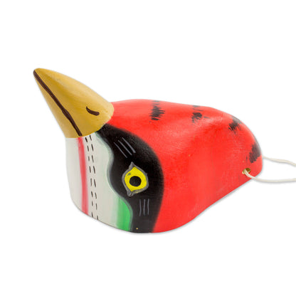 Woodpecker Handcrafted Pinewood Mask of a Woodpecker from Guatemala