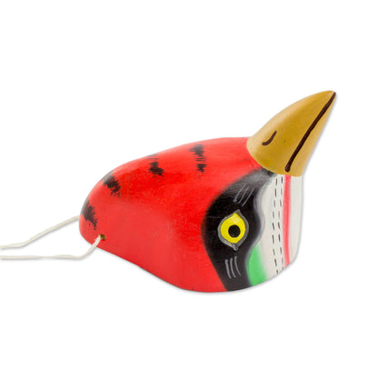 Woodpecker Handcrafted Pinewood Mask of a Woodpecker from Guatemala