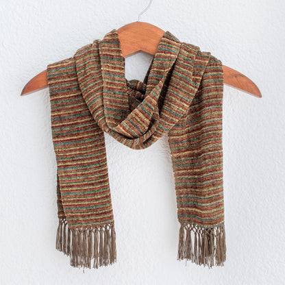 Chestnut Love Multicolored Brown and Yellow Rayon Chenille Scarf