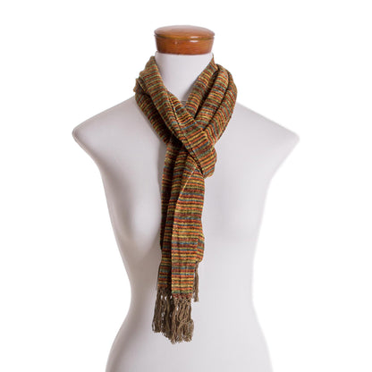 Chestnut Love Multicolored Brown and Yellow Rayon Chenille Scarf