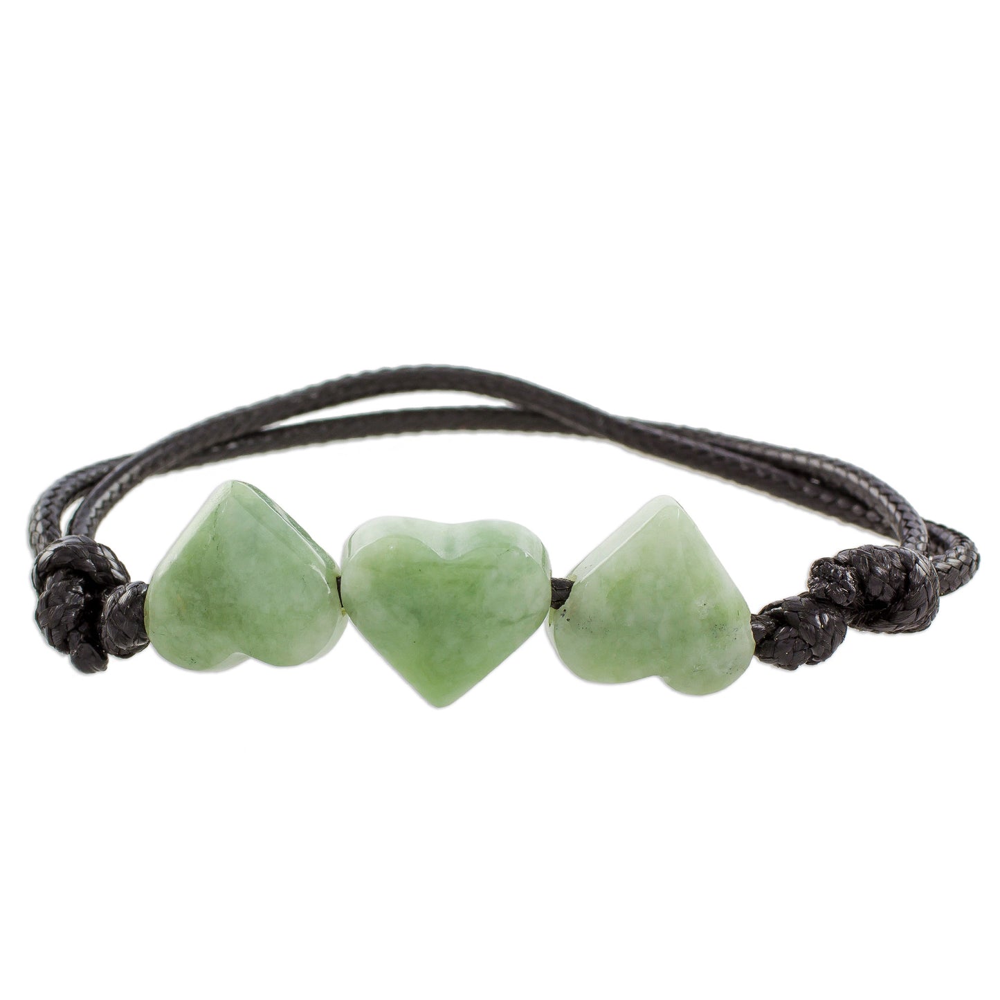 Maya Love in Light Green Jade Heart Pendant Bracelet in Light Green from Guatemala