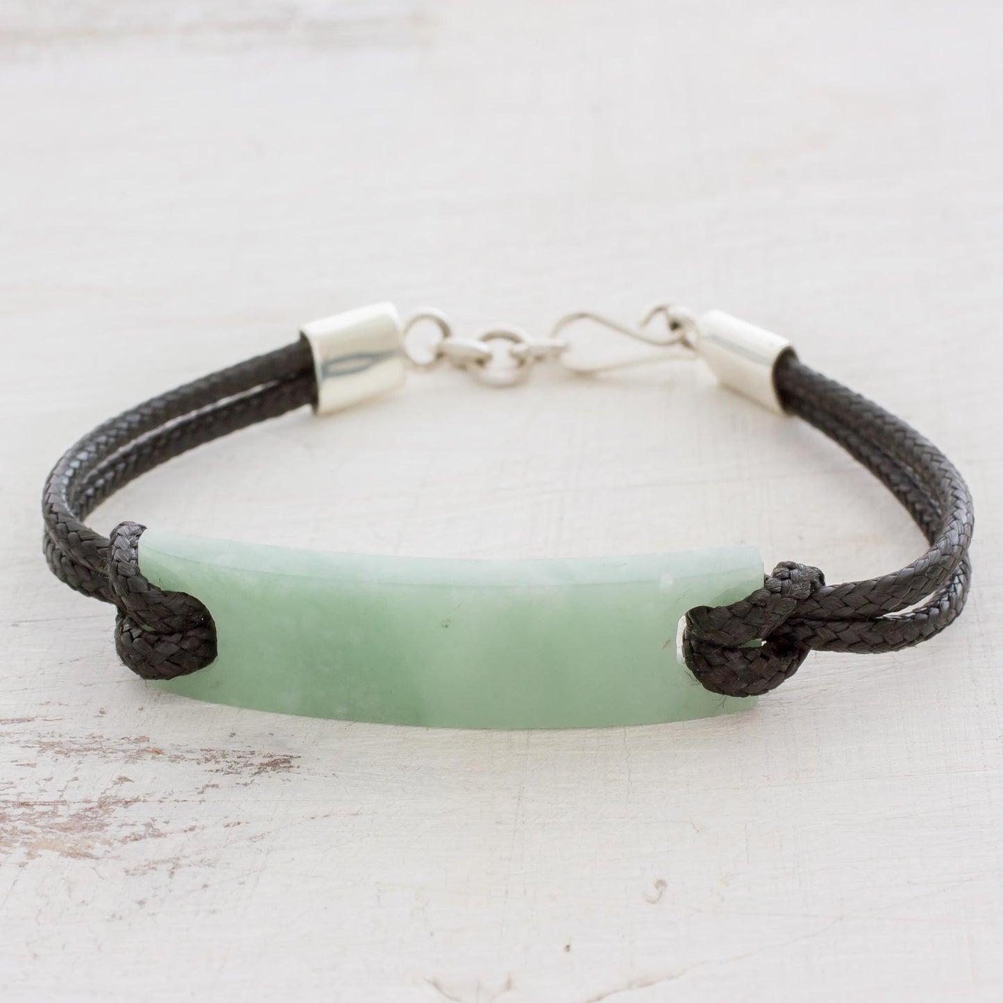 Monolith in Light Green Simple Jade Pendant Bracelet in Light Green from Guatemala