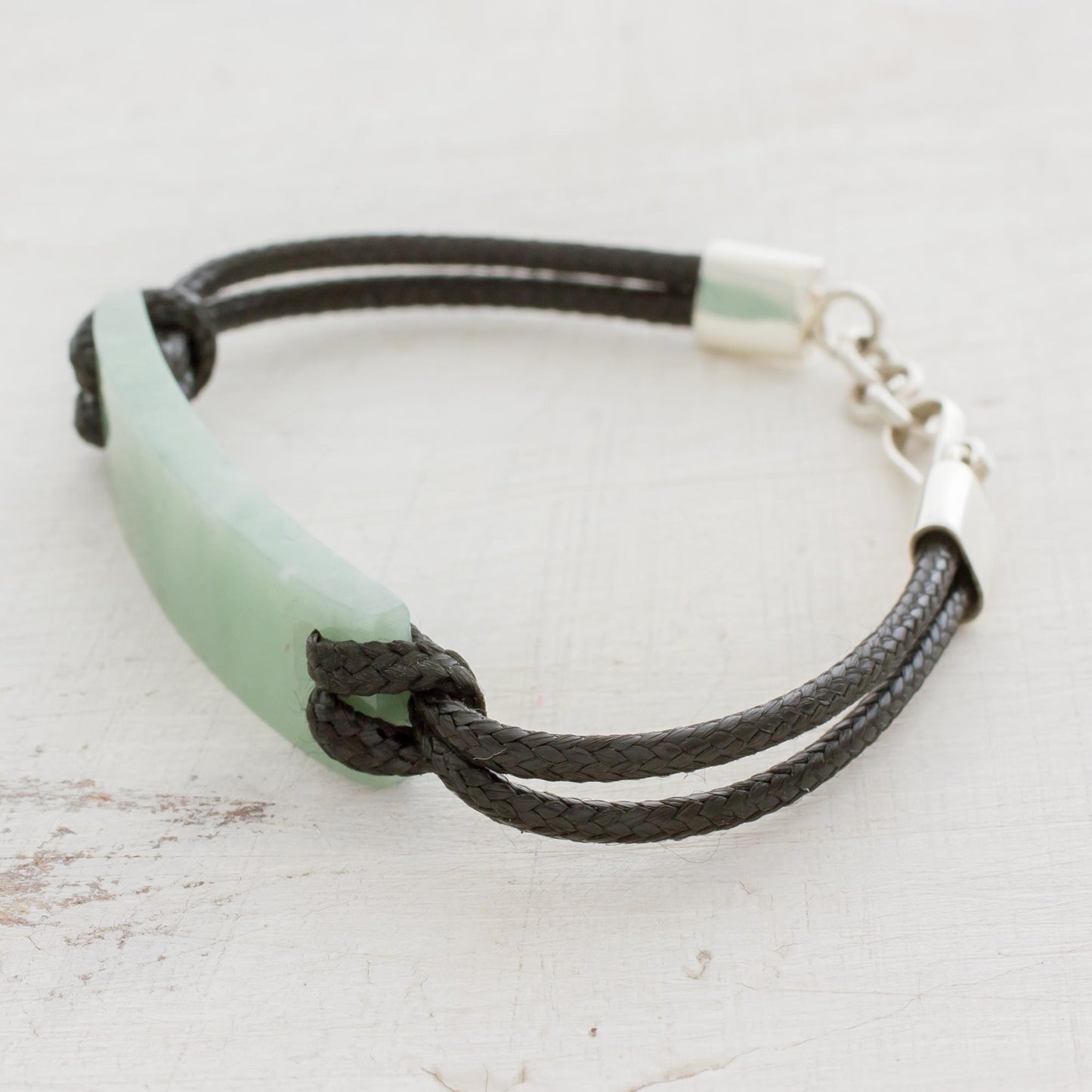 Monolith in Light Green Simple Jade Pendant Bracelet in Light Green from Guatemala